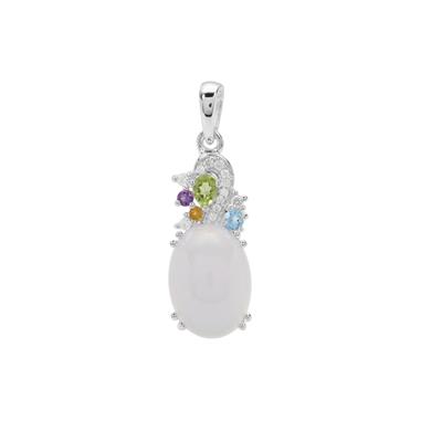 Aqua Chalcedony Pendant with Multi-Gemstonein Sterling Silver 6.85cts