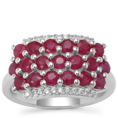 Burmese Ruby Ring with White Zircon in Sterling Silver 2.3cts