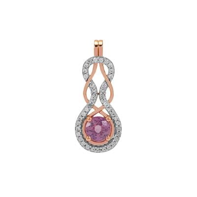 Ilakaka Hot Pink Sapphire Pendant with White Zircon in 9K Rose Gold 1.10cts (F)