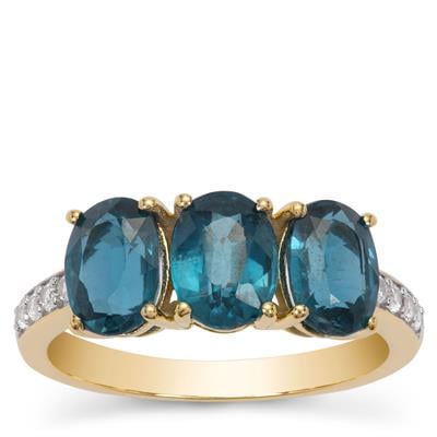Colour Change Kyanite Ring with White Zircon in 9K Gold 3.45cts