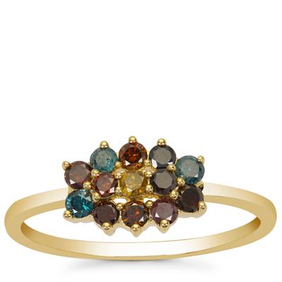 Multi-Colour Diamonds Ring in 9K Gold 0.53cts