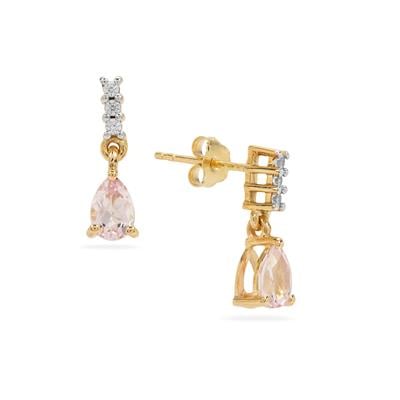 Idar Pink Morganite Earrings with White Zircon in 9K Gold 0.80cts