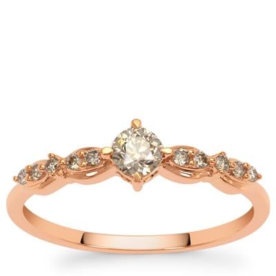 Golden Ivory Diamonds Ring in 9K Rose Gold 0.35ct