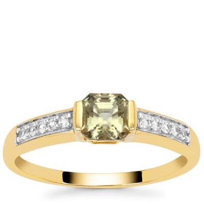 Asscher Cut Csarite® Ring with White Zircon in 9K Gold 0.90ct