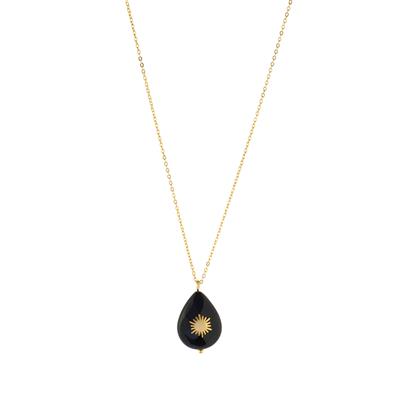 Black Agate Necklace in Gold Plated Sterling Silver 12cts