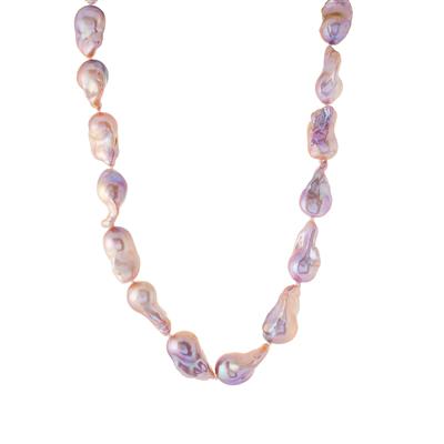 Naturally Bi-Coloured Baroque Fireball Pearl Sterling Silver Necklace (22 x 13mm)
