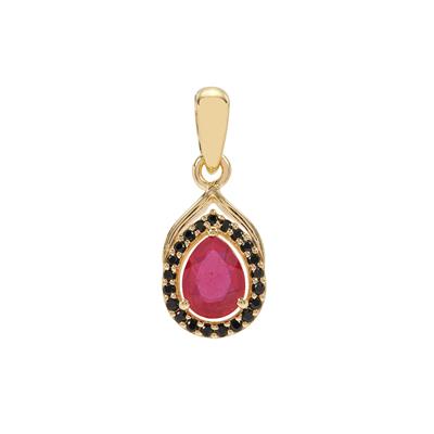 Bemainty Ruby Pendant with Black Spinel in Gold Plated Sterling Silver 1.55cts
