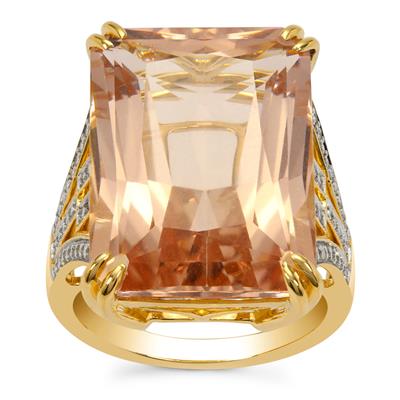 AAAA Morganite Ring with Diamonds in 18K Gold 22.45cts