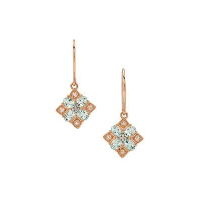 Aquaiba™ Beryl Earrings with Cherry Blossom™ Morganite, Diamonds in 9K Rose Gold 1.25cts