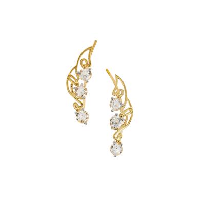 White Topaz Earring Vines in Gold Plated Sterling Silver 3.90cts