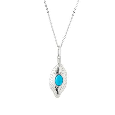 Hubei Turquoise Leaf Necklace in Sterling Silver 1ct