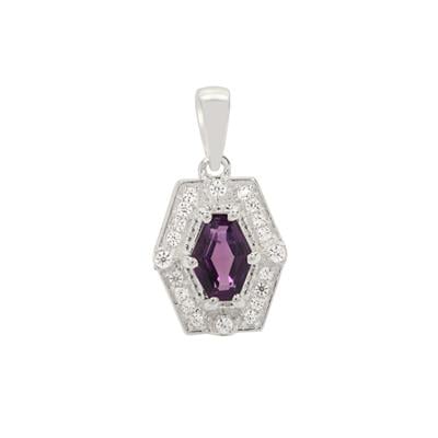 Le Beau Paon Tanzanian Amethyst Pendant with White Zircon in Sterling Silver 1.80cts