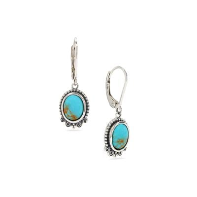 ARMENIAN Turquoise Oxidized Earrings in Sterling Silver 3.40cts
