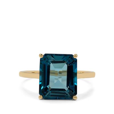London Blue Topaz Ring in 9K Gold 7.55cts