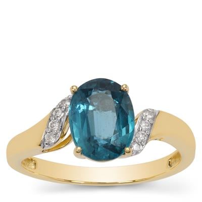 Colour Change Kyanite Ring with White Zircon in 9K Gold 2.55cts
