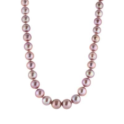 Naturally Lavender Edison Cultured Pearl Necklace in Rhodium Plated Sterling Silver (11 to 14mm)