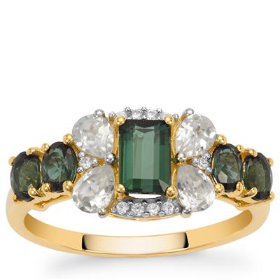 Royal Indigolite Ring with White Zircon in 9K Gold 2.20cts