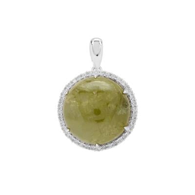 Grossular Pendant with White Zircon in Sterling Silver 19.40cts