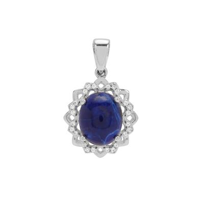Afghanite Pendant with White Zircon in Sterling Silver 2.55cts