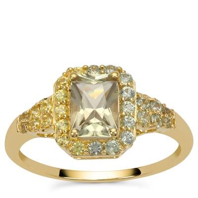Ombre Csarite®, Yellow Sapphire Ring with Green Sapphire in 9K Gold 1.45cts 