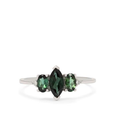 Indicolite & Diamond Platinum 950 Tomas Rae Ring MTGW 0.95ct