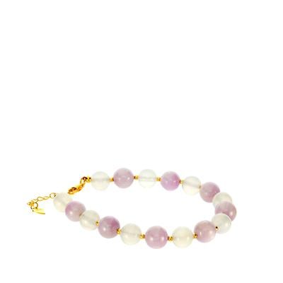 White Agate Bracelet with Kunzite in Gold Tone Sterling Silver 70cts 
