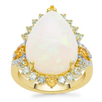 Ethiopian Opal, Aquaiba™ Beryl, Spessartite Garnet Ring with Diamonds in 18K Gold 6.74cts