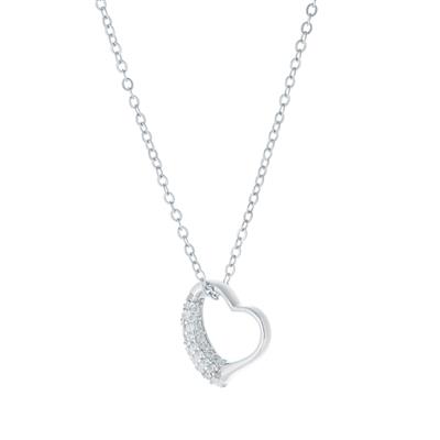 White Zircon Heart Necklace in Sterling Silver 1ct