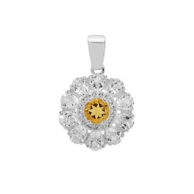 Diamantina Citrine Pendant with White Topaz in Sterling Silver ATGW 2.45cts