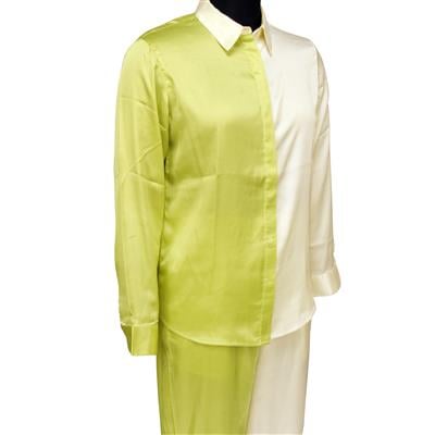 Destello 100% Polyester Satin Dual Panel Outwear Nightwear Pj Set (Choice of 2 Sizes) (Lemon Green)