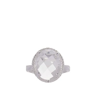 Golconda Quartz Ring with White Zircon in Sterling Silver 6.16cts