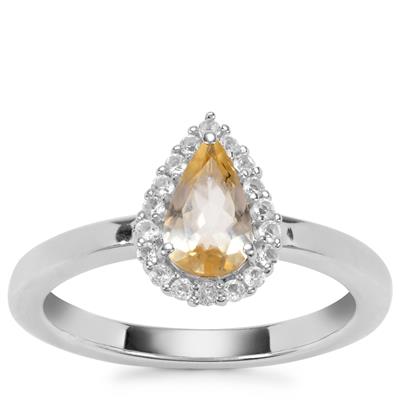 Ouro Preto Imperial Topaz Ring with White Topaz in Sterling Silver 1.04cts