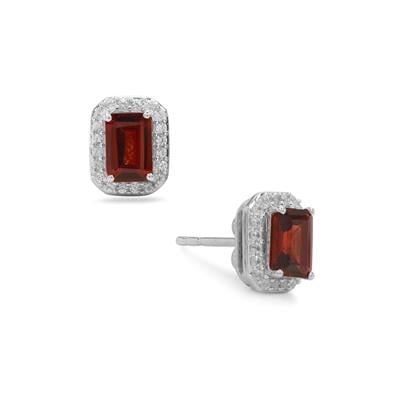 Nampula Garnet Earrings with White Zircon in Sterling Silver 1.75cts