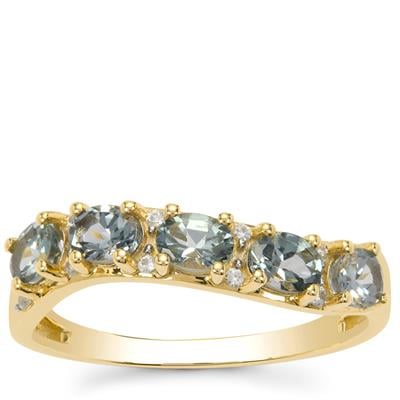 Mahenge Blue Spinel Ring with White Zircon in 9K Gold 1ct