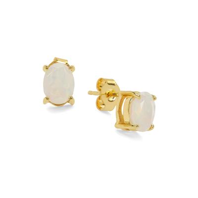 Ethiopian Opal Earrings in Gold Plated Sterling Silver 1.40cts