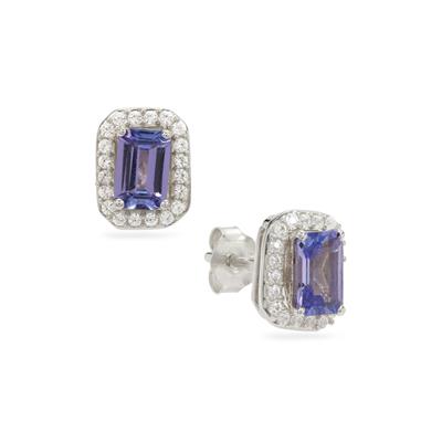 Tanzanite Earrings with White Zircon in Sterling Silver 1.30cts