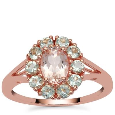 Aquaiba™ Beryl Ring with Cherry Blossom™ Morganite in 9K Rose Gold 1.20cts