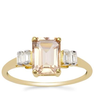 Morganite Ring with White Zircon in 9K Gold 1.60cts