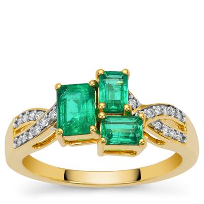 Panjshir Emerald Ring with Diamonds in 18K Gold 1.20cts