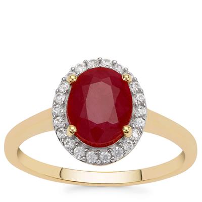Burmese Ruby Ring with White Zircon in 9K Gold 2.50cts