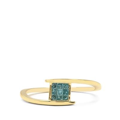 Ice Blue Diamond Ring in 9K Gold 0.20ct