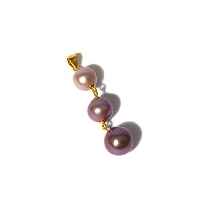 Ombre Purple Freshwater Pearl Gold Plated Sterling Silver Pendant (10mm)