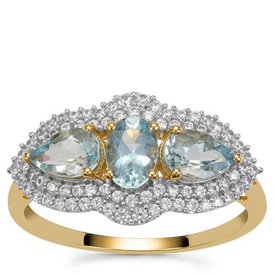 Santa Maria Aquamarine Ring with White Zircon in 9K Gold 1.60cts