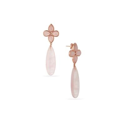 Rose Quartz Earrings in Rose Tone Sterling Silver 32cts