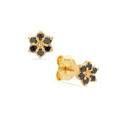 Black Diamond Earrings in Gold Plated Sterling Silver 0.21ct