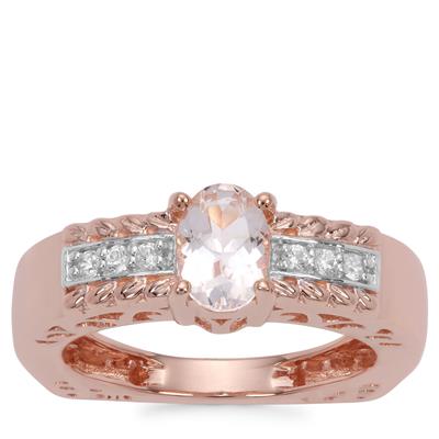 Zambezia Morganite Ring with White Zircon in Rose Gold Plated Sterling Silver 0.74ct