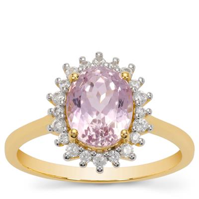 AAA Pink Kunzite Ring with White Zircon in 9K Gold 2.80cts