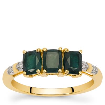 Teal Grandidierite Ring with White Zircon in 9K Gold 1.30cts