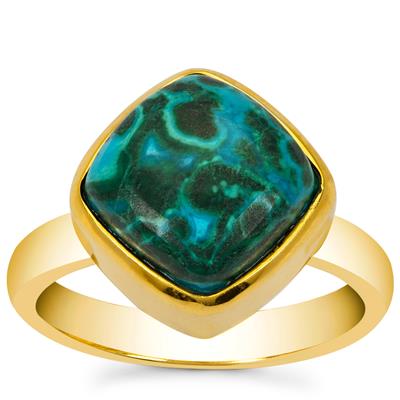 Chrysocolla Malachite Ring in Gold Plated Sterling Silver 5.65cts