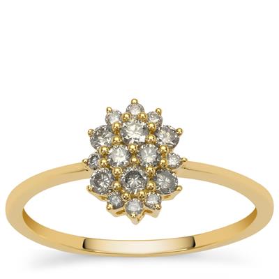 Bluish Grey Diamonds Ring in 9K Gold 0.37ct